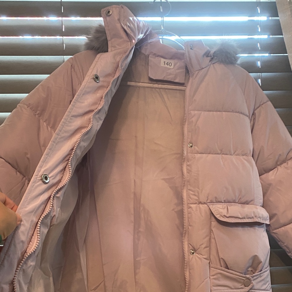 Children's Pink Puffer Coat with Faux Fur Hood NWT - Picture 5 of 7